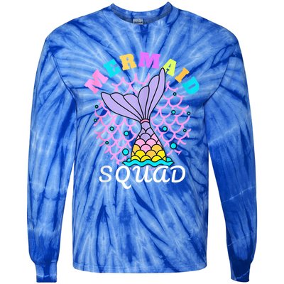 Mermaid Squad Funny Birthday Party Womens Family Tie-Dye Long Sleeve Shirt