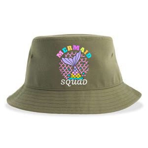 Mermaid Squad Funny Birthday Party Womens Family Sustainable Bucket Hat