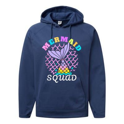 Mermaid Squad Funny Birthday Party Womens Family Performance Fleece Hoodie