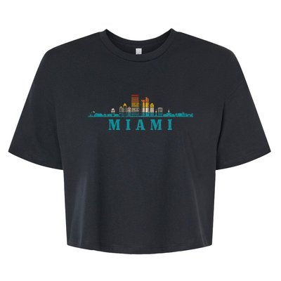 Miami Skyline Florida Fl Vintage Pride Retro Bella+Canvas Jersey Crop Tee