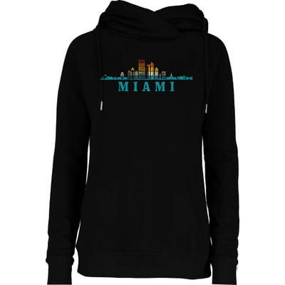 Miami Skyline Florida Fl Vintage Pride Retro Womens Funnel Neck Pullover Hood