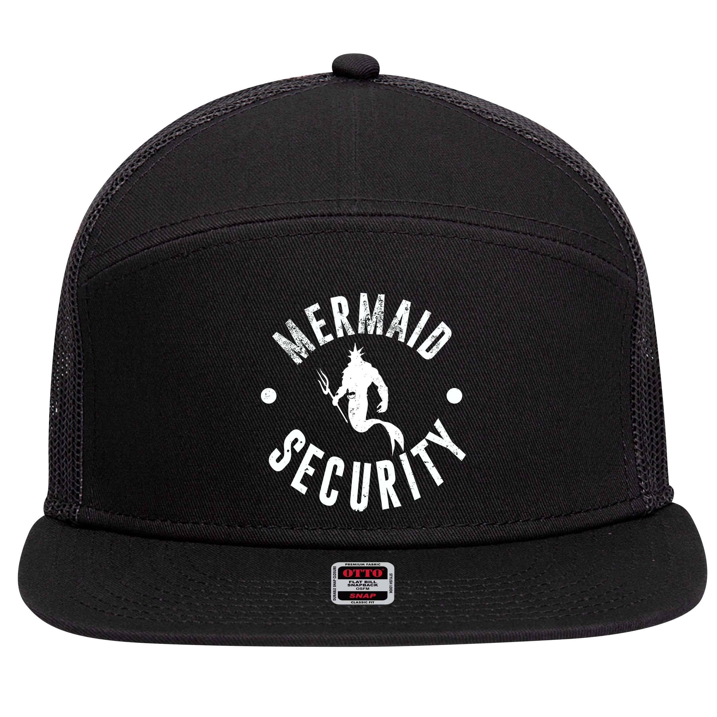 Mermaid Security Funny Swimming Costume 7 Panel Mesh Trucker Snapback Hat