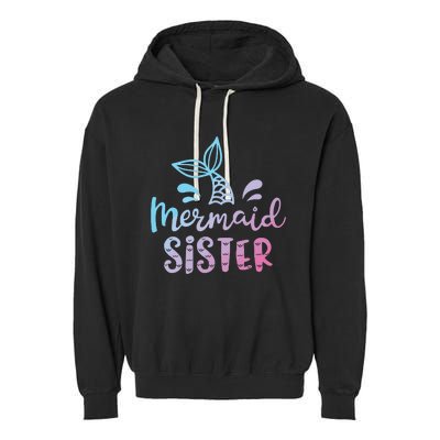 Mermaid Sister Funny Girls Family Matching Birthday Garment-Dyed Fleece Hoodie