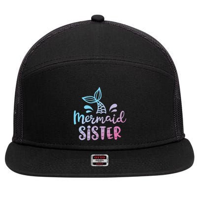 Mermaid Sister Funny Girls Family Matching Birthday 7 Panel Mesh Trucker Snapback Hat