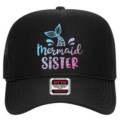 Mermaid Sister Funny Girls Family Matching Birthday High Crown Mesh Back Trucker Hat