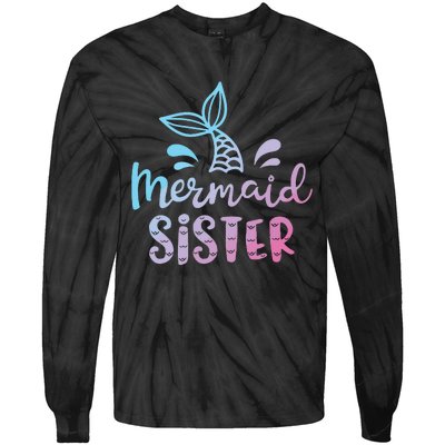 Mermaid Sister Funny Girls Family Matching Birthday Tie-Dye Long Sleeve Shirt