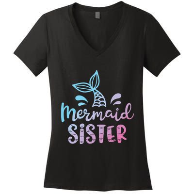 Mermaid Sister Funny Girls Family Matching Birthday Women's V-Neck T-Shirt