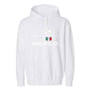 Mexico Soccer Gift Mexico Futbol Heartbeat Gift Gift Garment-Dyed Fleece Hoodie