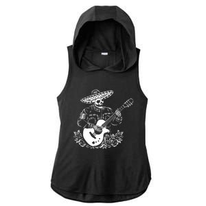 Mariachi Skeleton Guitar Racerback Ladies PosiCharge Tri-Blend Wicking Draft Hoodie Tank