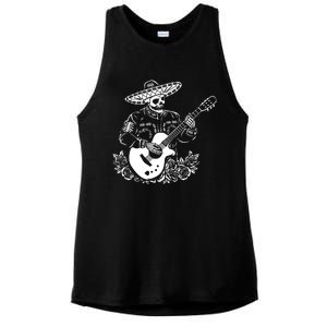 Mariachi Skeleton Guitar Racerback Ladies PosiCharge Tri-Blend Wicking Tank