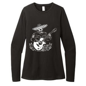 Mariachi Skeleton Guitar Racerback Womens CVC Long Sleeve Shirt