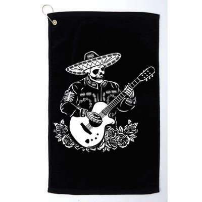 Mariachi Skeleton Guitar Racerback Platinum Collection Golf Towel