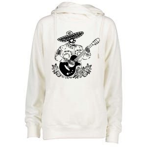 Mariachi Skeleton Guitar Racerback Womens Funnel Neck Pullover Hood