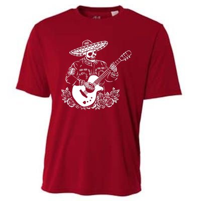 Mariachi Skeleton Guitar Racerback Cooling Performance Crew T-Shirt