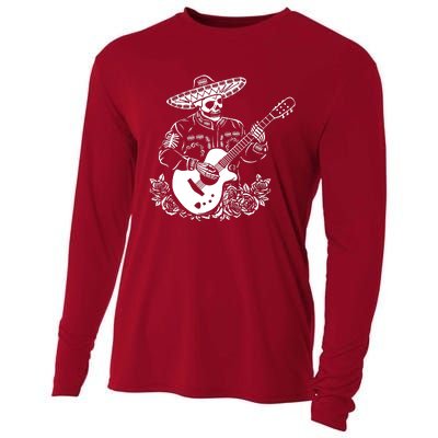 Mariachi Skeleton Guitar Racerback Cooling Performance Long Sleeve Crew