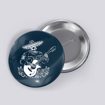 Mariachi Skeleton Guitar Racerback Button