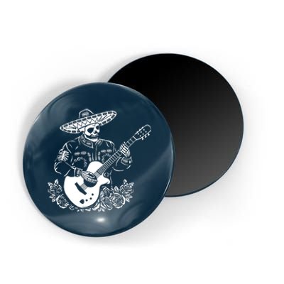 Mariachi Skeleton Guitar Racerback Magnet