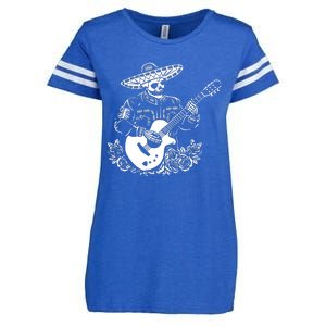 Mariachi Skeleton Guitar Racerback Enza Ladies Jersey Football T-Shirt