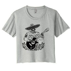 Mariachi Skeleton Guitar Racerback Women's Crop Top Tee