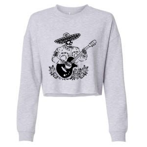 Mariachi Skeleton Guitar Racerback Cropped Pullover Crew