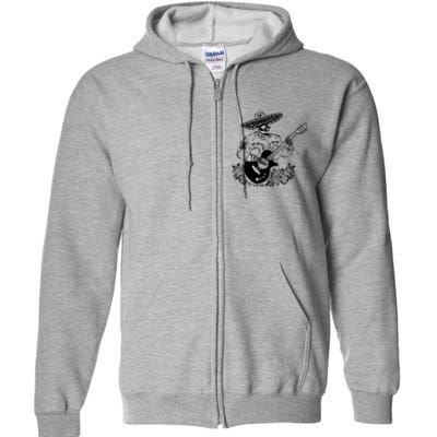 Mariachi Skeleton Guitar Racerback Full Zip Hoodie