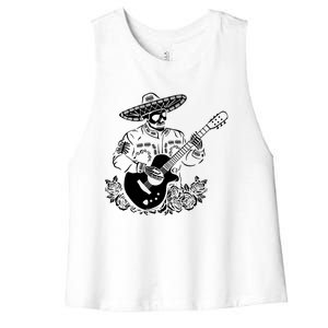 Mariachi Skeleton Guitar Racerback Women's Racerback Cropped Tank