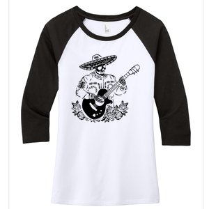 Mariachi Skeleton Guitar Racerback Women's Tri-Blend 3/4-Sleeve Raglan Shirt