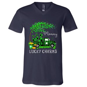 Mommy Shamrock Graphic Truck St Patricks Day V-Neck T-Shirt