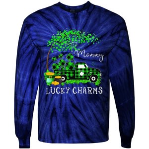 Mommy Shamrock Graphic Truck St Patricks Day Tie-Dye Long Sleeve Shirt