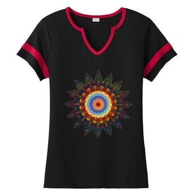 Mandala Sacred Geometry Prana Art Yoga Mantra Om Good Vibe Ladies Halftime Notch Neck Tee