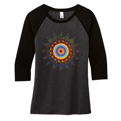 Mandala Sacred Geometry Prana Art Yoga Mantra Om Good Vibe Women's Tri-Blend 3/4-Sleeve Raglan Shirt