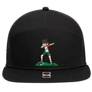 Mexico Soccer Girl Dabbing 7 Panel Mesh Trucker Snapback Hat