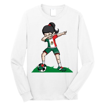 Mexico Soccer Girl Dabbing Long Sleeve Shirt