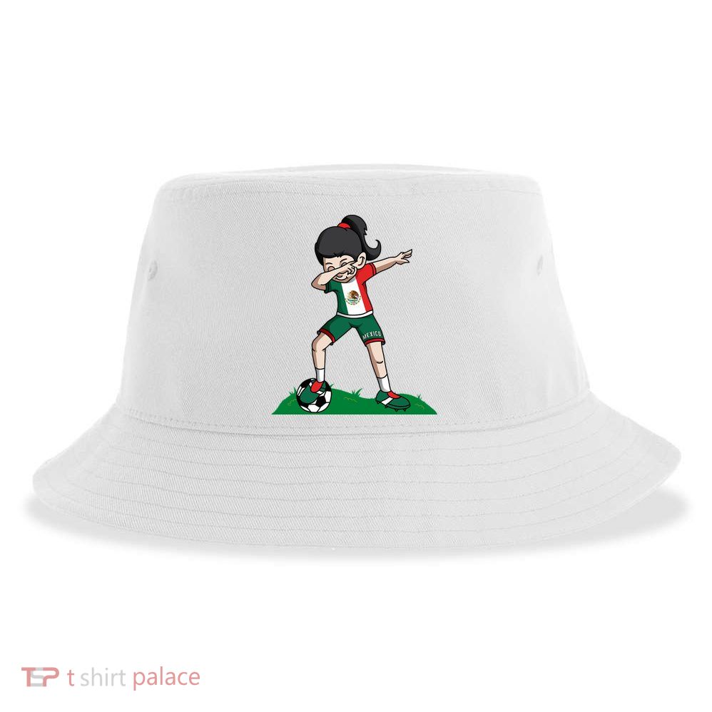Mexico Soccer Girl Dabbing Sustainable Bucket Hat