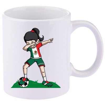 Mexico Soccer Girl Dabbing 11oz C Handle Ceramic Mug