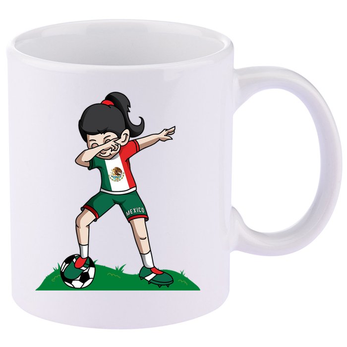 Mexico Soccer Girl Dabbing 11oz C Handle Ceramic Mug