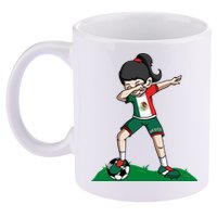 Mexico Soccer Girl Dabbing 11oz C Handle Ceramic Mug