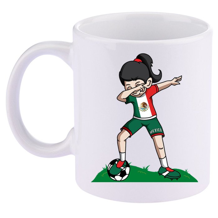 Mexico Soccer Girl Dabbing 11oz C Handle Ceramic Mug