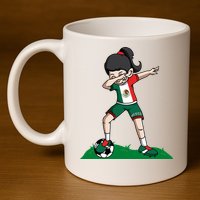 Mexico Soccer Girl Dabbing 11oz C Handle Ceramic Mug