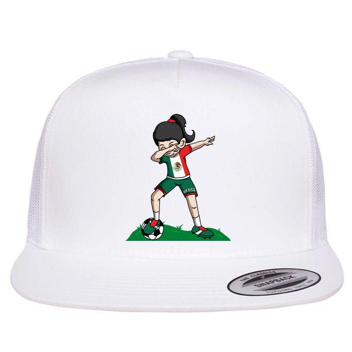 Mexico Soccer Girl Dabbing Flat Bill Trucker Hat