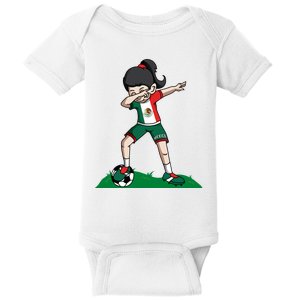 Mexico Soccer Girl Dabbing Baby Bodysuit