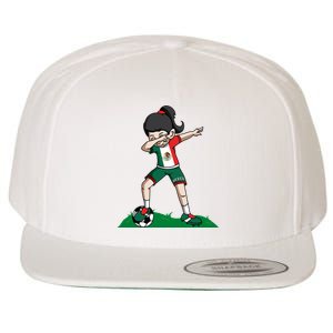 Mexico Soccer Girl Dabbing Wool Snapback Cap