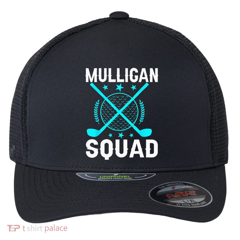 Mulligan Squad Golf Team Golfer Golfing Stocking Stuffer Flexfit Unipanel Trucker Cap