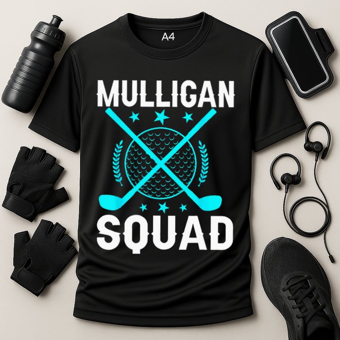Mulligan Squad Golf Team Golfer Golfing Stocking Stuffer Cooling Performance Crew T-Shirt