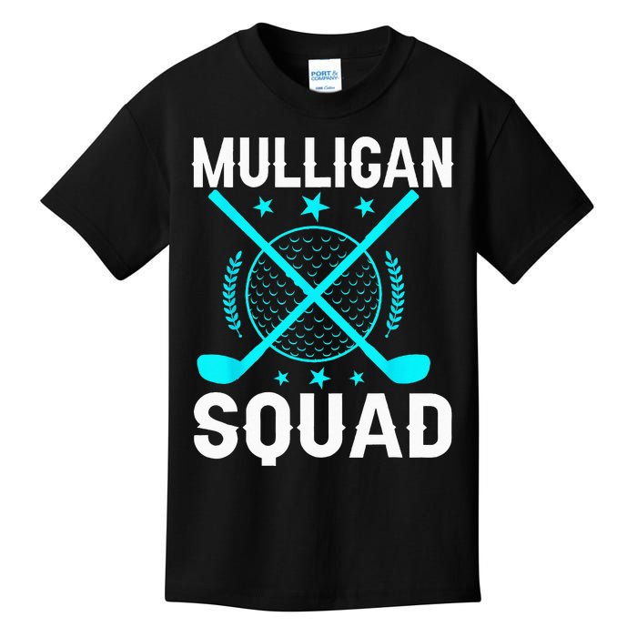 Mulligan Squad Golf Team Golfer Golfing Stocking Stuffer Kids T-Shirt