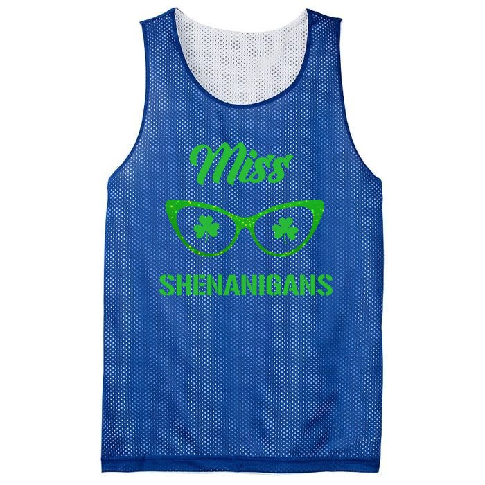 Miss Shenanigans Galasses Shamrock St Patrick's Day Party Cute Gift Mesh Reversible Basketball Jersey Tank