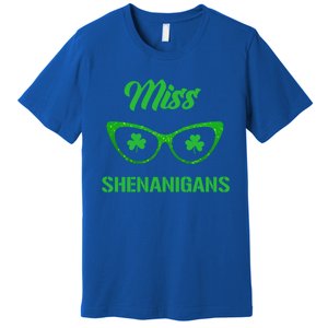 Miss Shenanigans Galasses Shamrock St Patrick's Day Party Cute Gift Premium T-Shirt