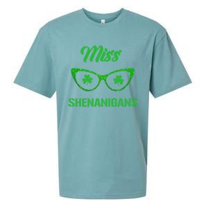 Miss Shenanigans Galasses Shamrock St Patrick's Day Party Cute Gift Sueded Cloud Jersey T-Shirt