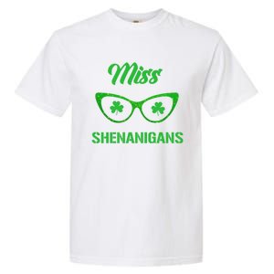 Miss Shenanigans Galasses Shamrock St Patrick's Day Party Cute Gift Garment-Dyed Heavyweight T-Shirt