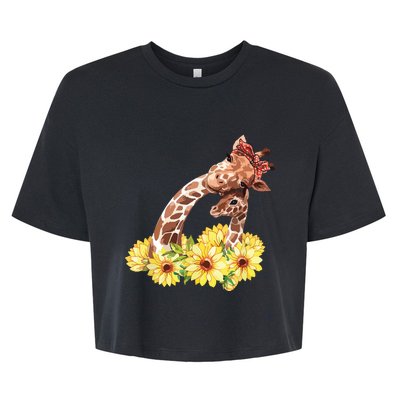 Mom Sunflower Gift Safari Africa Animal Giraffe Bella+Canvas Jersey Crop Tee